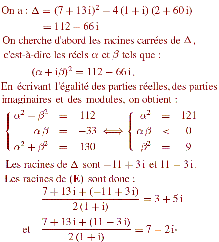 solution Equation du second degré à coefficients complexes (image1)