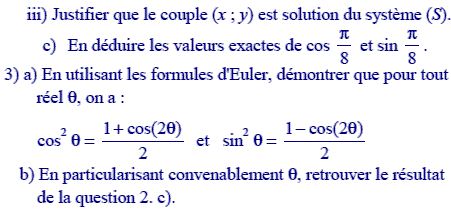 exercice Racines carrées d'un nombre complexe (image2)