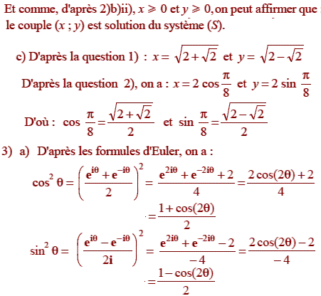 solution Racines carrées d'un nombre complexe (image3)