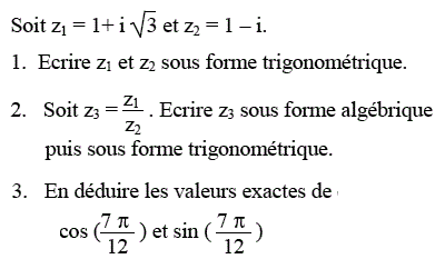exercice forme trigonométrique (image1)