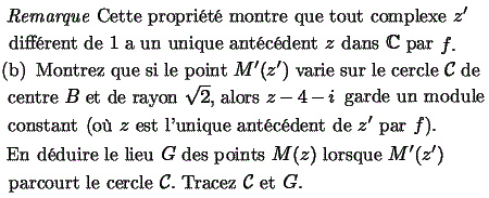 exercice Forme algébriques et lieux de points (image4)