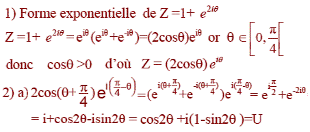 solution Forme trigonométrique et recherche d'ensemble de p (image1)