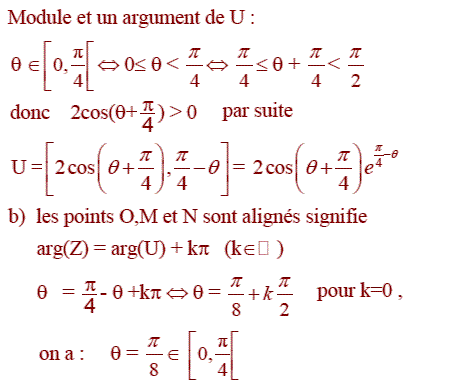 solution Forme trigonométrique et recherche d'ensemble de p (image2)