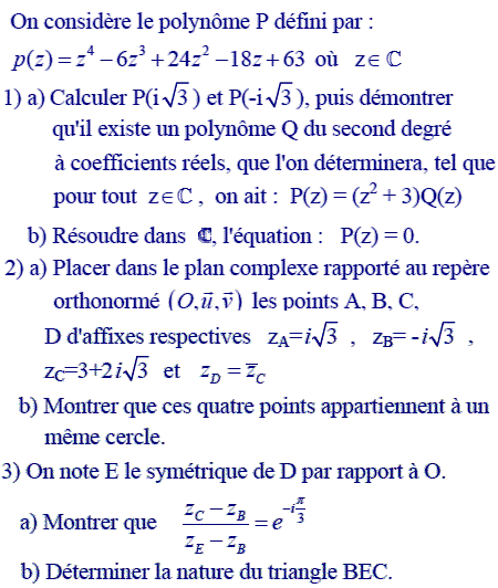 exercice Equation de degré 4  (image1)