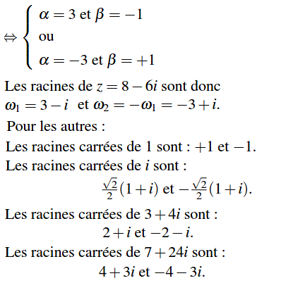 solution Les racines carrées d'un nombre complexe (image3)