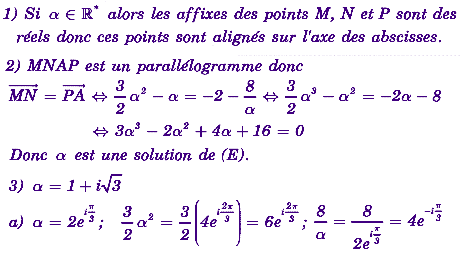solution Bac Tunisien 4ème Math session principale 2010 (Complexes) (image1)