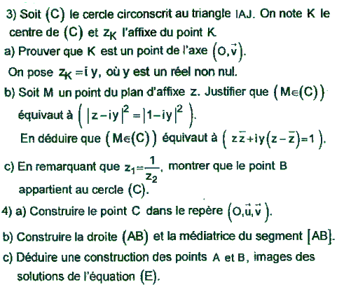 exercice Bac Tunisien 4ème Math session de controle 2017 (Complexes) (image2)