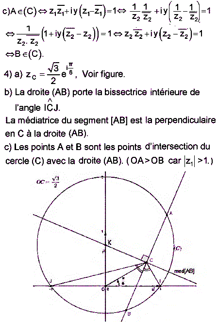 solution Bac Tunisien 4ème Math session de controle 2017 (Complexes) (image2)
