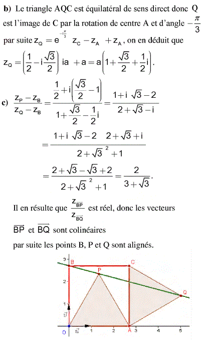 solution Bac Tunisien 4ème Math session de controle 2012 (Complexes) (image2)