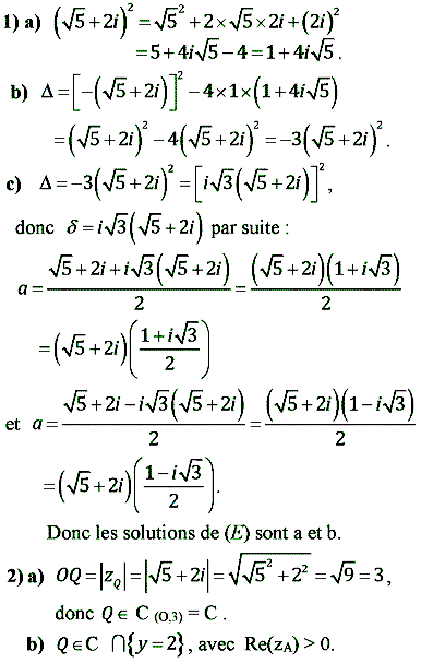 solution Bac Tunisien 4ème Sc. Expérim session principale 2017 (Complexes) (image1)