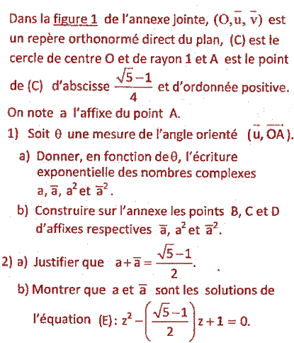 exercice Bac Tunisien 4ème Sc. Expérimentales session de controle 2016  (image1)