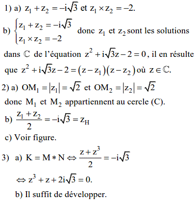 solution Bac Tunisien 4ème Sc. Expérim session principale 2014 (Complexes) (image1)