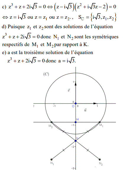 solution Bac Tunisien 4ème Sc. Expérim session principale 2014 (Complexes) (image2)