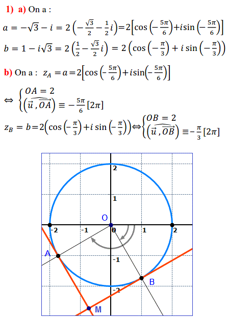solution Forme trigonométrique et calcul de cosinus et sinu (image1)