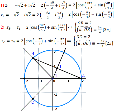 solution Forme trigonométrique et calcul du cosinus et sinu (image1)