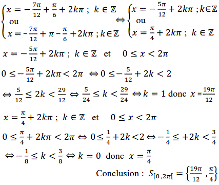 solution Forme trigonométrique, résolution d'une équation t (image3)