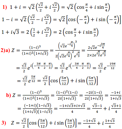 solution Forme trigonométrique, résolution d'une équation t (image1)