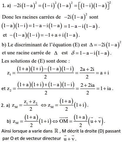 solution Résolution d'une équation de degré 2 à coéfficient (image1)