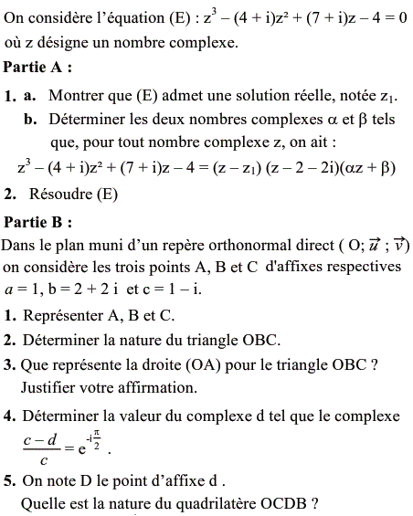 exercice Résolution d'une équation de degré 3 à coéfficient (image1)