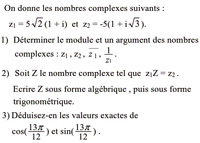 exercice Calcul du cosinus et sinus d'un angle non remarqua (image1)
