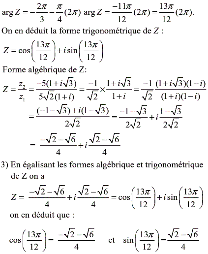 solution Calcul du cosinus et sinus d'un angle non remarqua (image2)