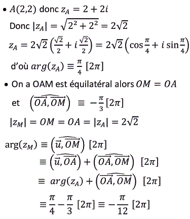 solution Module et argument d'un nombre complexe (image1)