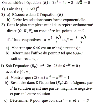 exercice Equation du second degré et configuration (image1)