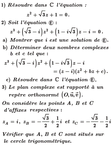 exercice Résolution d'une équation du troisième degré (image1)