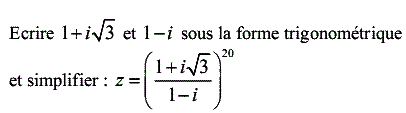 exercice Forme trigonométrique et simplification (image1)