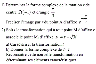 exercice Transformations complexes(translation,rotation) (image1)