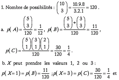 solution Variable aléatoire - Liban Juin 2000 (image1)