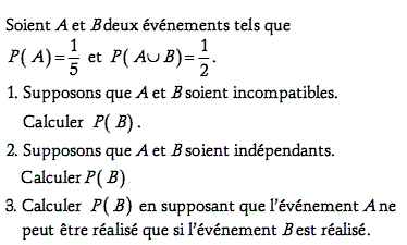 exercice probabilité de la réunion et événements indépendan (image1)