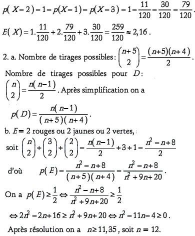 solution Variable aléatoire - Liban Juin 2000 (image2)