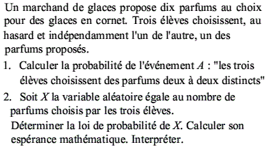 exercice Variable aléatoire - Marchant de glace (image1)