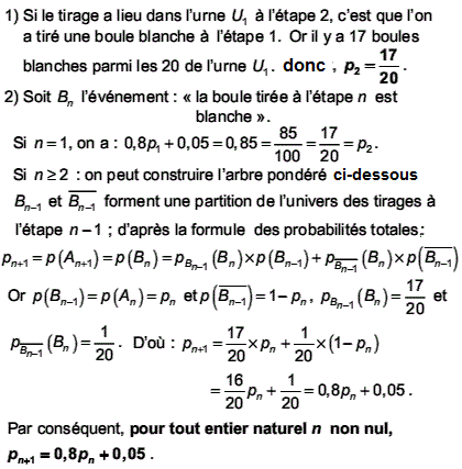 solution Probabilité conditionnelle - Liban Juin 2007 TS (image1)