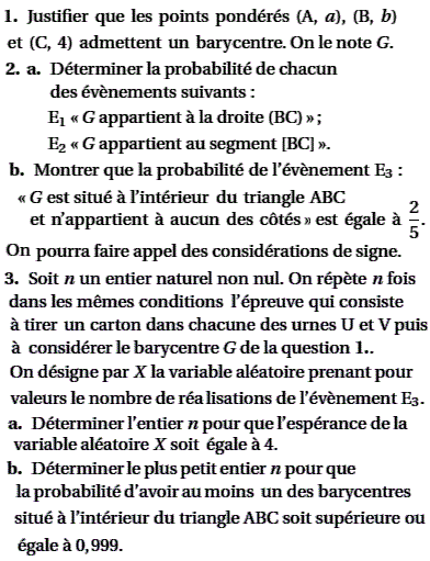 exercice Probabilité et barycentre - Polynesie septembre 20 (image2)