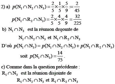 solution probabilité conditionnelle - La Réunion Juin 2005 (image3)