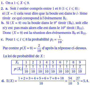 solution Loi de probabilité  - Antilles S septembre 1998 (image1)