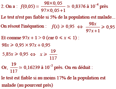 solution Probabilité conditionnelle - Pertinence d'un test  (image4)
