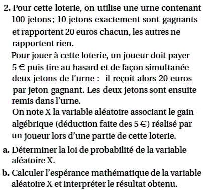 exercice  Variable aléatoire - Baccalauréat S Amérique du N (image3)