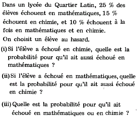 exercice Probabilité conditionnelle - Dans un lycée du quar (image1)