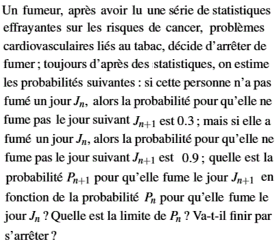 exercice Probabilité conditionnelle - Problème du fumeur (image1)