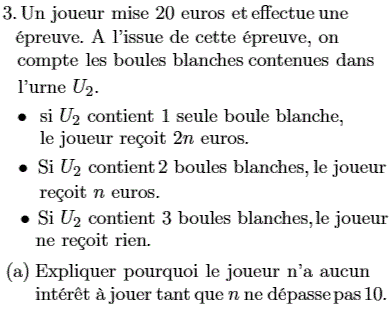 exercice Variable aléatoire et gain algébrique d'un jeu (image3)