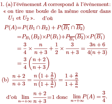 solution Variable aléatoire et gain algébrique d'un jeu (image1)