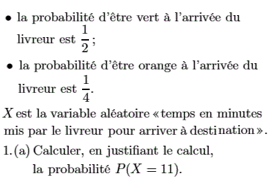 exercice Variable aléatoire - Livreur de pizzas (image2)