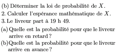 exercice Variable aléatoire - Livreur de pizzas (image3)