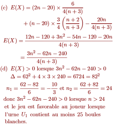 solution Variable aléatoire et gain algébrique d'un jeu (image4)