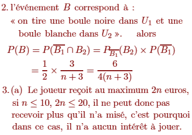 solution Variable aléatoire et gain algébrique d'un jeu (image2)