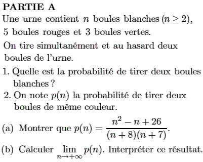 exercice Variable aléatoire - Une urne contient n boules .. (image1)