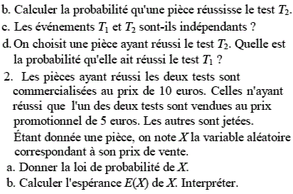 exercice Variable aléatoire et probabilité conditionnelle (image2)